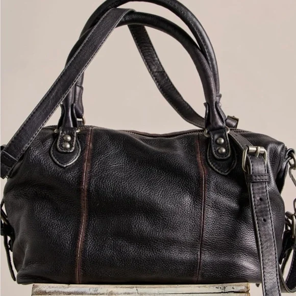 $178! Free People We The Free BABY EMERSON LEATHER TOTE BAG Black NEW - Picture 5 of 9